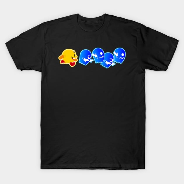 Pac-Man on Pursuit T-Shirt by JPenfieldDesigns